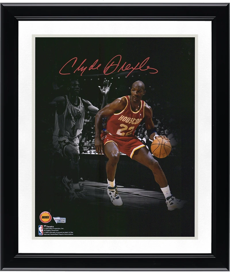 Clyde Drexler Houston Rockets Autographed 11" x 14" 1995 NBA Finals vs. Penny Hardaway Photograph