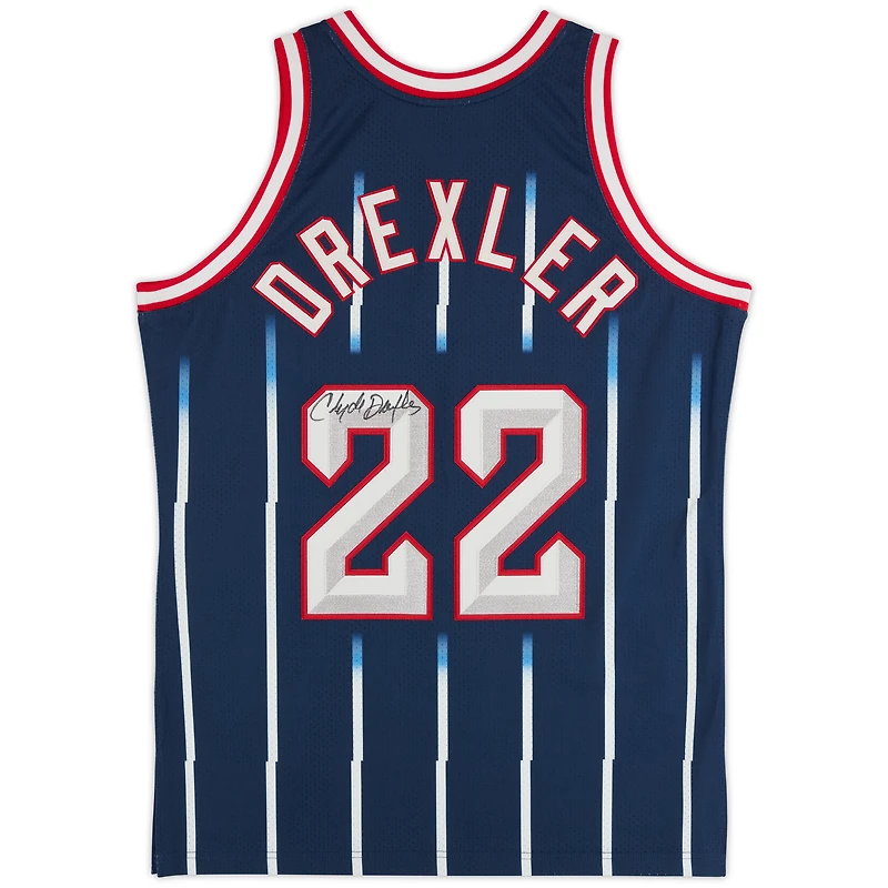 Clyde Drexler Houston Rockets Autographed Mitchell & Ness Navy 1996-97 Authentic Jersey
