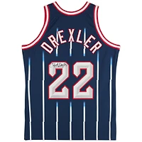 Clyde Drexler Houston Rockets Autographed Mitchell & Ness Navy 1996-97 Authentic Jersey