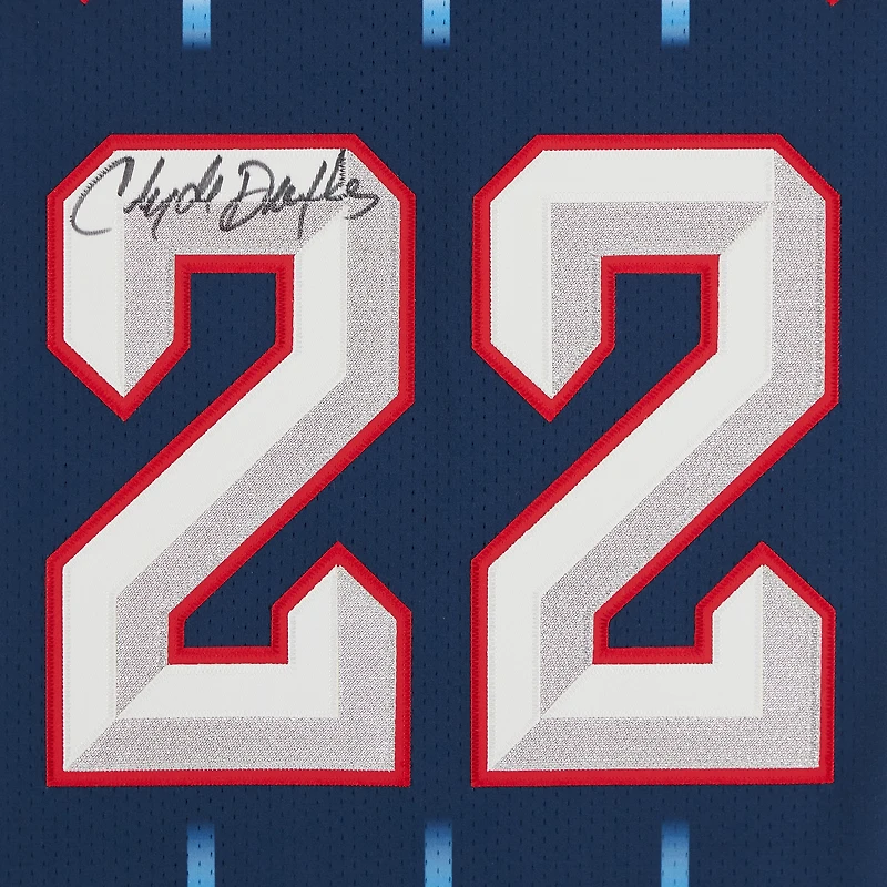 Clyde Drexler Houston Rockets Autographed Mitchell & Ness Navy 1996-97 Authentic Jersey