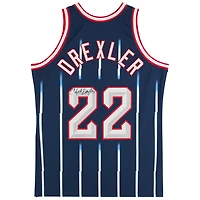 Clyde Drexler Houston Rockets Autographed Mitchell & Ness Navy 1996-97 Authentic Jersey