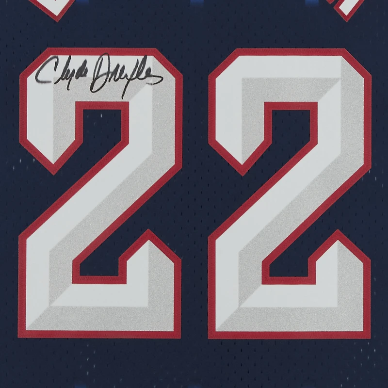 Clyde Drexler Houston Rockets Autographed Navy 1996-97 Mitchell & Ness Replica Jersey