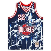 Clyde Drexler Houston Rockets Autographed Navy Marble Mitchell & Ness 1996-1997 Swingman Jersey with Multiple Inscriptions - Limited Edition of 15