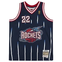Clyde Drexler Houston Rockets Autographed Navy Mitchell & Ness 1995-96 Replica Jersey with "Clutch City" Inscription