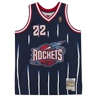 Clyde Drexler Houston Rockets Autographed Navy Mitchell & Ness 1995-96 Replica Jersey with "HOF 04" Inscription