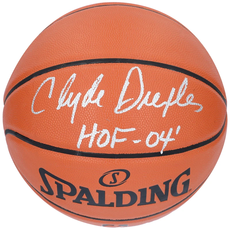 Clyde Drexler Houston Rockets Autographed Spalding Indoor/Outdoor Basketball with "HOF 04" Inscription
