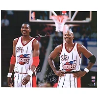 Hakeem Olajuwon & Clyde Drexler Houston Rockets Autograph 16" x 20" Photograph with "Clutch City" Inscription
