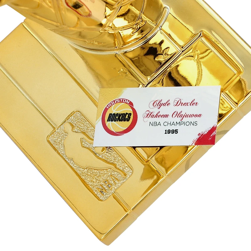 Hakeem Olajuwon Clyde Drexler Houston Rockets Autographed 1995 NBA Finals Champions 12" Replica Larry O'Brien Trophy with Sublimated Plate