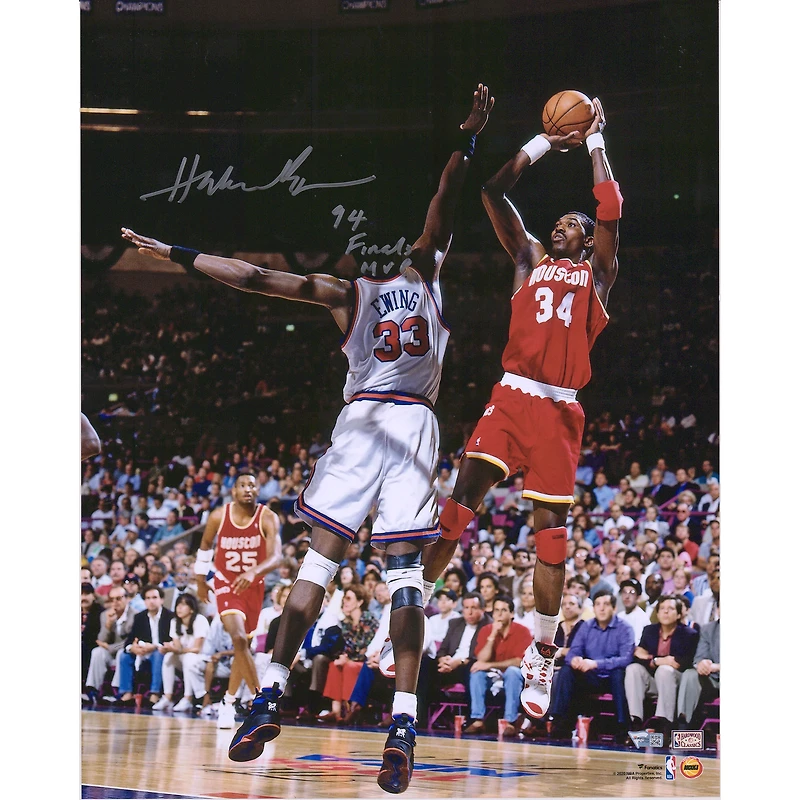 Hakeem Olajuwon Houston Rockets Autographed 16" x 20" Shot vs. Patrick Ewing 1994 NBA Finals Photograph with "94 Finals MVP" Inscription