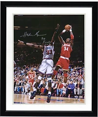 Hakeem Olajuwon Houston Rockets Autographed 16" x 20" Shot vs. Patrick Ewing 1994 NBA Finals Photograph with "94 Finals MVP" Inscription