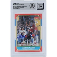 Hakeem Olajuwon Houston Rockets Autographed 1986-87 Fleer #82 Beckett Fanatics Witnessed Authenticated 10 Rookie Card 