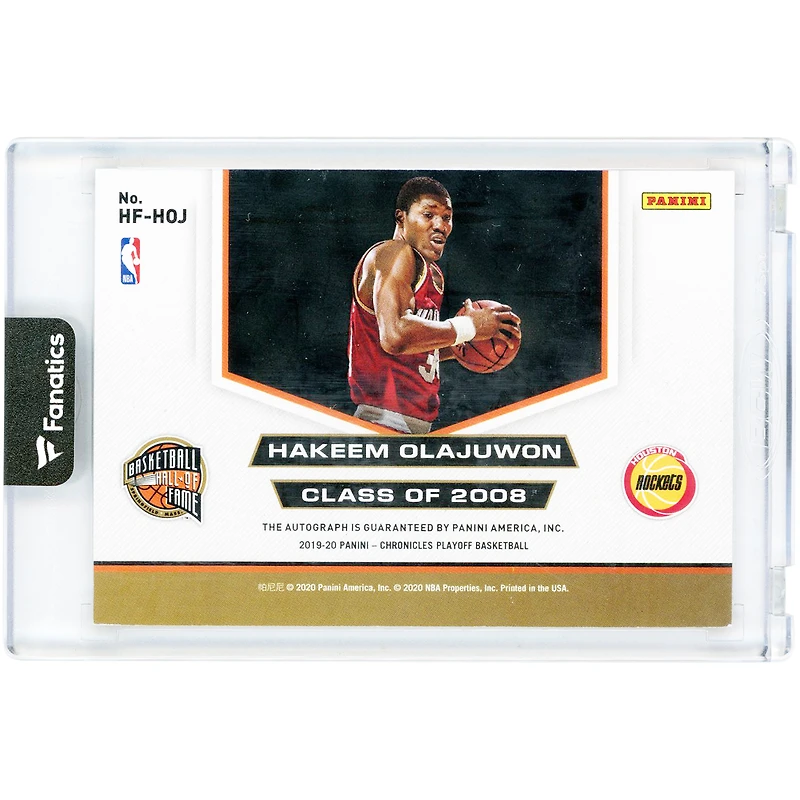 Hakeem Olajuwon Houston Rockets Autographed 2020 Panini Chronicles Playoff Hall of Fame #HF-HOJ #45/99 Card