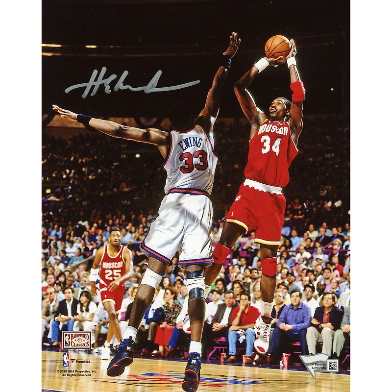 Hakeem Olajuwon Houston Rockets Autographed 8" x 10" Jumping Photograph