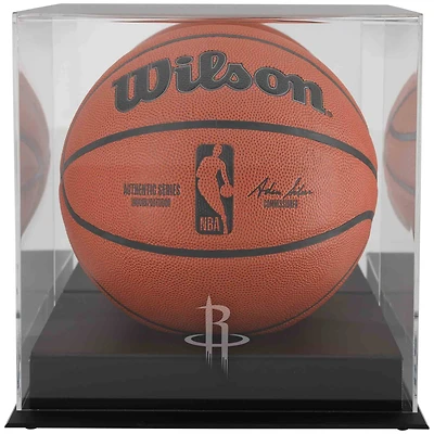 Houston Rockets Black Base Team Logo Basketball Display Case with Mirrored Back