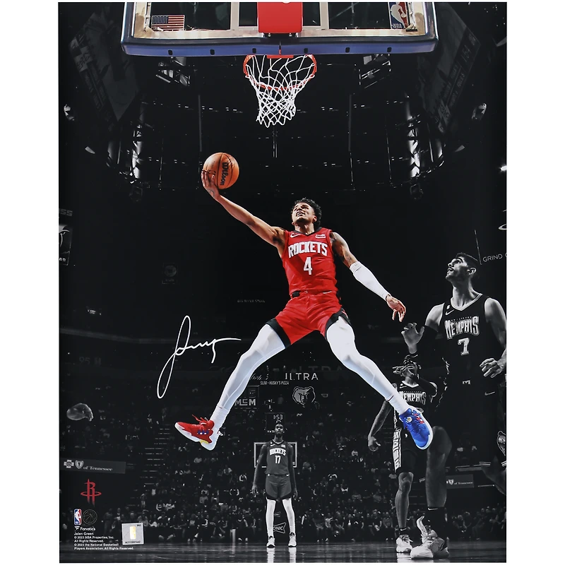 Jalen Green Houston Rockets Autographed 16" x 20" Spotlight Layup Photograph
