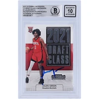 Carte de recrue 10 authentifiée Beckett Fanatics 2021-22 de classe 2 des Panini Contenders 2021 dédicacée par Jalen Green des Houston Rockets