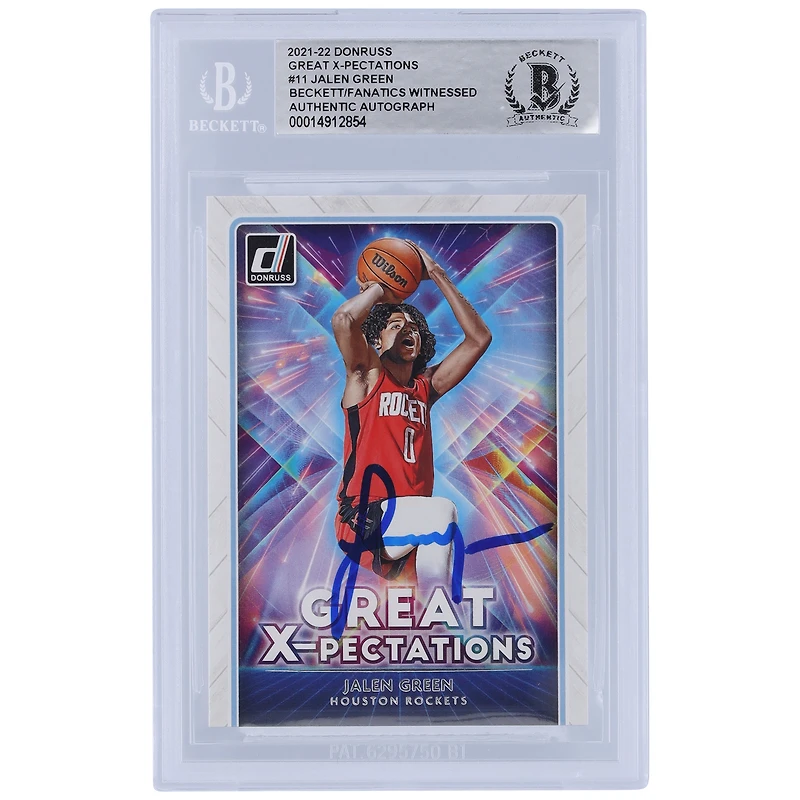 Jalen Green Houston Rockets Autographed 2021-22 Panini Donruss Great X-Pectations #11 Beckett Fanatics Witnessed Authenticated Rookie Card