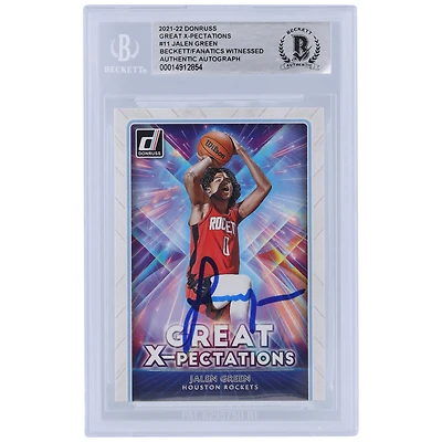 Jalen Green Houston Rockets Autographed 2021-22 Panini Donruss Great X-Pectations #11 Beckett Fanatics Witnessed Authenticated Rookie Card