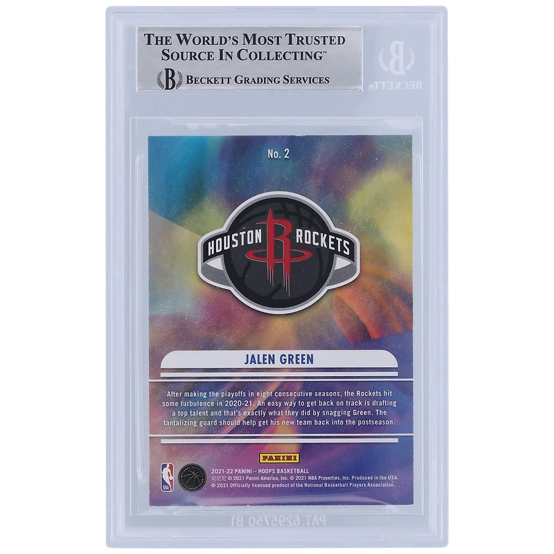 Jalen Green Houston Rockets Autographed 2021-22 Panini Hoops We Got Next #2 Beckett Fanatics Witnessed Authenticated Rookie Card