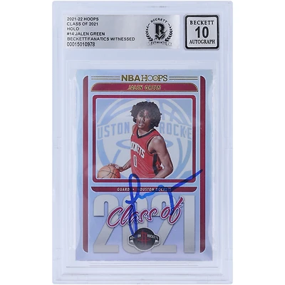 Jalen Green Houston Rockets Autographed 2021-22 Panini NBA Hoops Class of 2021 Holo #14 Beckett Fanatics Witnessed Authenticated 10 Rookie Card