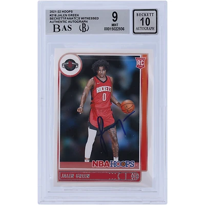 Jalen Green Houston Rockets Autographed 2021-22 Panini NBA Hoops #218 Beckett Fanatics Witnessed Authenticated /10 Rookie Card