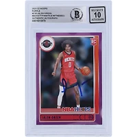 Jalen Green Houston Rockets Carte de recrue Panini NBA Hoops Purple Variation #218 Beckett 2021-22 autographiée par les fanatiques