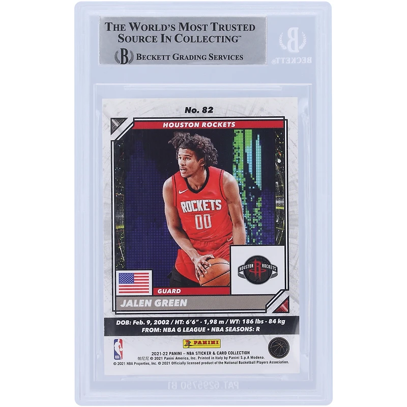 Jalen Green Houston Rockets Autographed 2021-22 Panini NBA Stickers #82 Beckett Fanatics Witnessed Authenticated Rookie Card