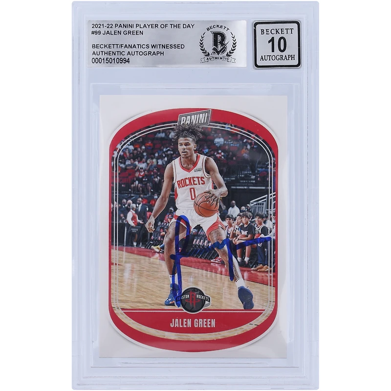Jalen Green Houston Rockets Autographed 2021-22 Panini Player of the Day #99 Beckett Fanatics Witnessed Authenticated 10 Rookie Card