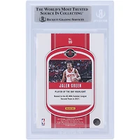 Jalen Green Houston Rockets Autographié 2021-22 Panini Player of the Day #99 Beckett Fanatics Witnessed Rookie Card Authentifié