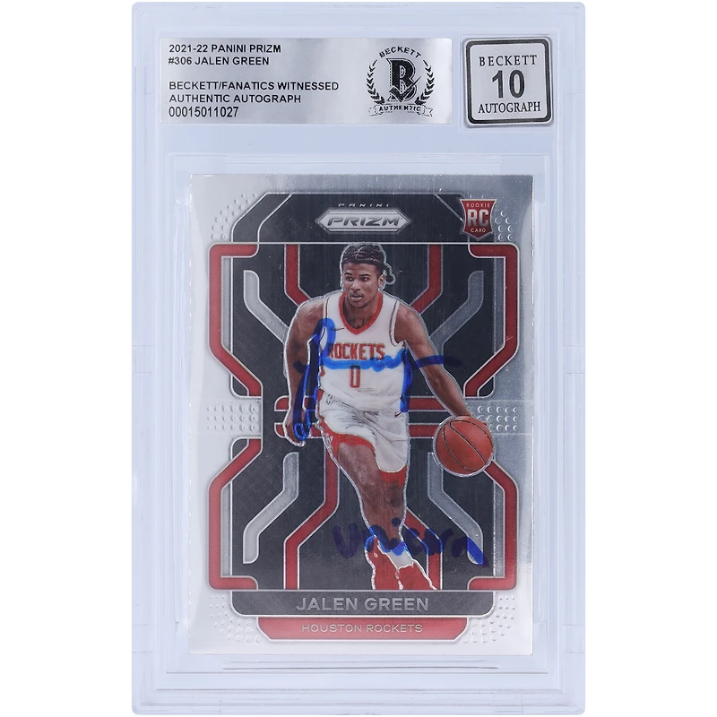 Jalen Green Houston Rockets Autographed 2021-22 Panini Prizm #306 Beckett Fanatics Witnessed Authenticated 10 Rookie Card with "Unicorn" Inscription