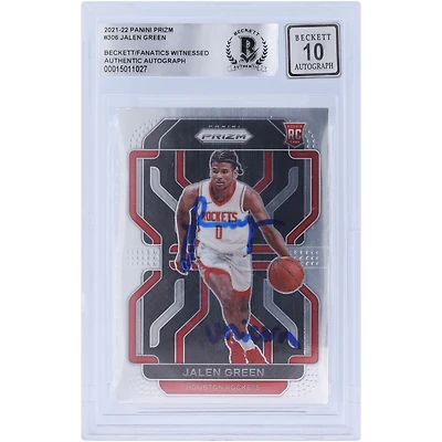 Jalen Green Houston Rockets Autographed 2021-22 Panini Prizm #306 Beckett Fanatics Witnessed Authenticated 10 Rookie Card with "Unicorn" Inscription