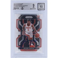 Carte de recrue Panini Prizm #306 2021-22 autographiée par Jalen Green Houston Rockets, Beckett Fanatics Witnessed Authenticated 9/10