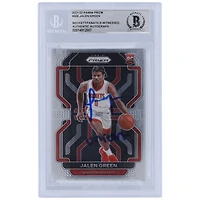 Carte de recrue authentifiée 2021-22 Panini Prizm #306 signée Jalen Green Houston Rockets avec l'inscription « Unicorn » et présentée par les fans de Beckett