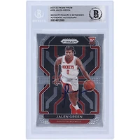 Carte de recrue authentifiée signée Jalen Green Houston Rockets 2021-22 Panini Prizm #306 Beckett Fanatics