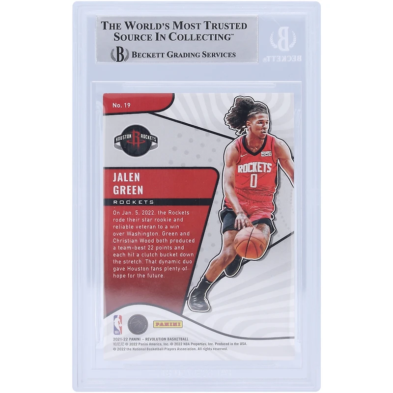 Jalen Green Houston Rockets Autographed 2021-22 Panini Revolution Rookie Revolution #19 Beckett Fanatics Witnessed Authenticated Rookie Card