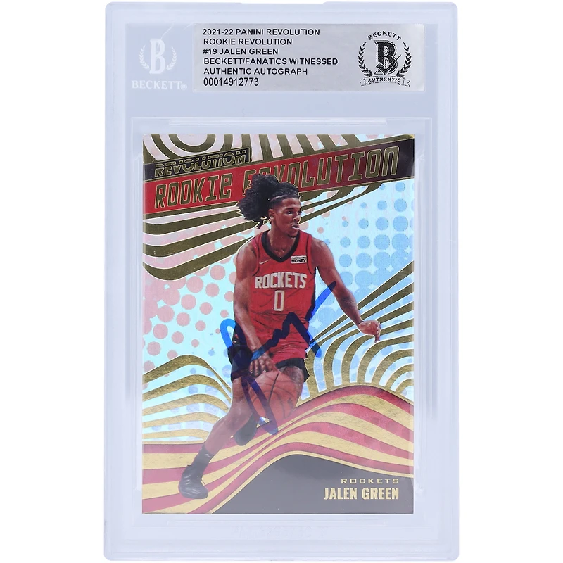 Jalen Green Houston Rockets Autographed 2021-22 Panini Revolution Rookie Revolution #19 Beckett Fanatics Witnessed Authenticated Rookie Card