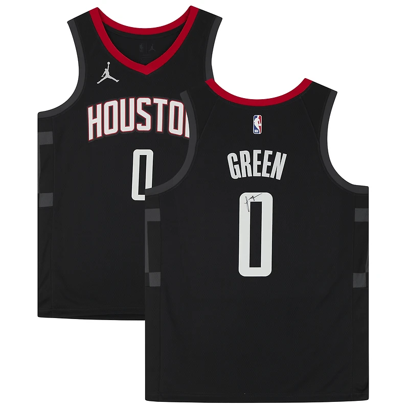 Maillot Swingman Jordan Black Statement Edition 2021 autographié par Jalen Green des Houston Rockets