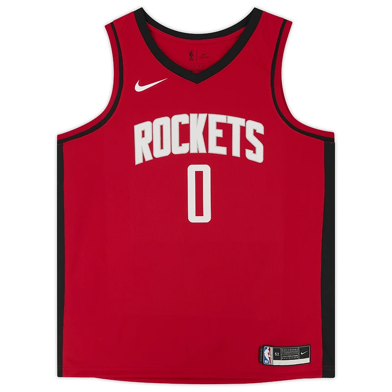 Maillot Swingman Nike Red Icon Edition 2021 autographié par Jalen Green des Houston Rockets avec inscription « 2021 #2 Pick »