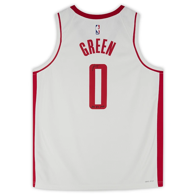 Jalen Green Houston Rockets Autographed 2021 Nike White Association Edition Swingman Jersey with "2021 #2 Draft Pick" Inscription