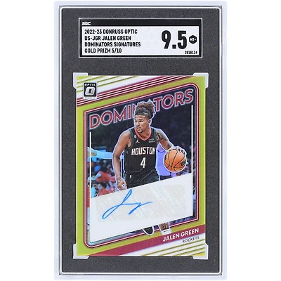 Jalen Green Houston Rockets Autographed 2022-23 Panini Donruss Optic Gold Prizm Dominators Sigs #DS-JGR #5/10 SGC Authenticated 9.5 Card