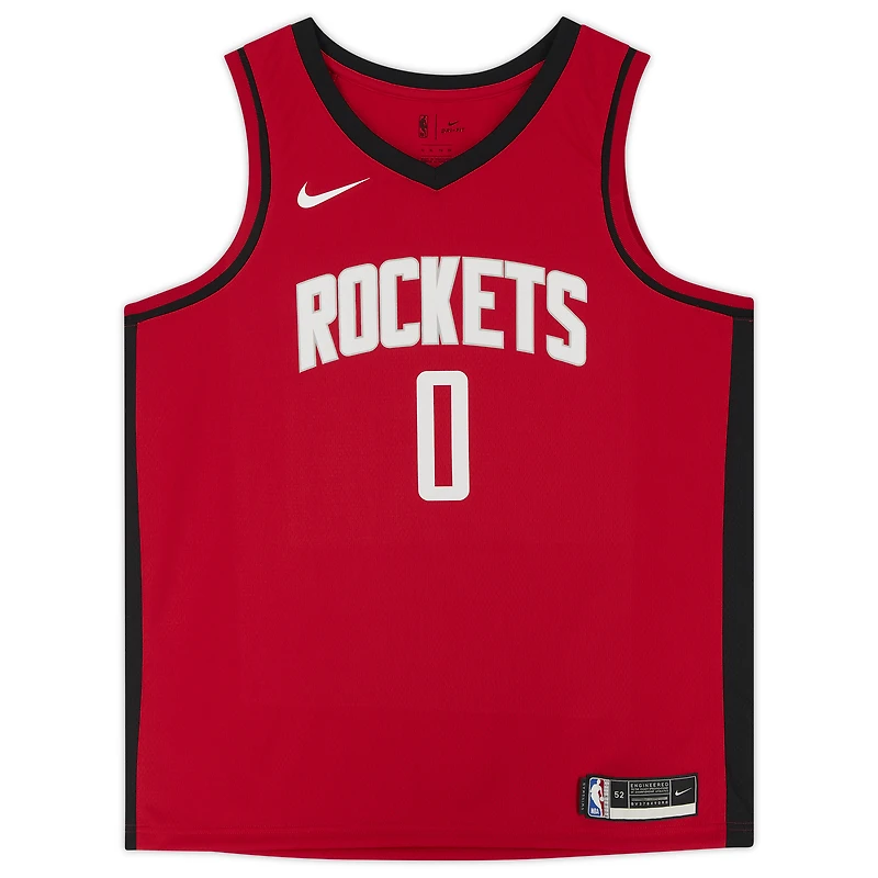 Maillot Nike Icon Edition Swingman rouge autographié par Jalen Green des Houston Rockets 2021-22