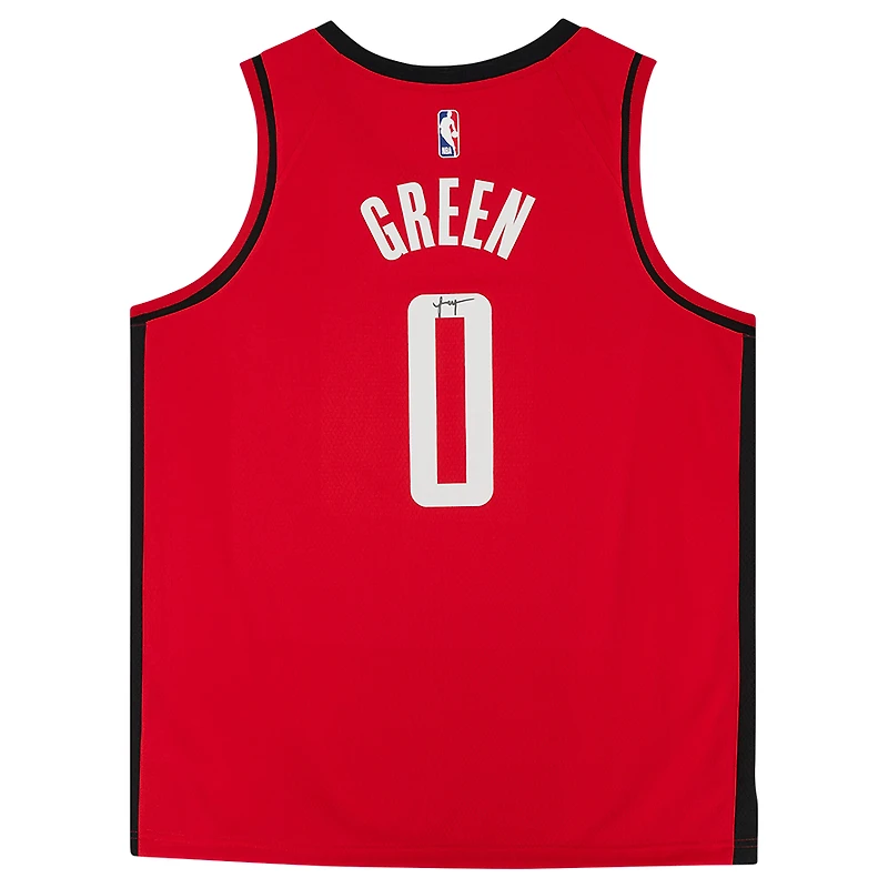 Maillot Nike Icon Edition Swingman rouge autographié par Jalen Green des Houston Rockets 2021-22