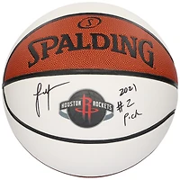 Jalen Green Houston Rockets Autographed White Panel Basketball with "2021 #2 Pick" Inscription