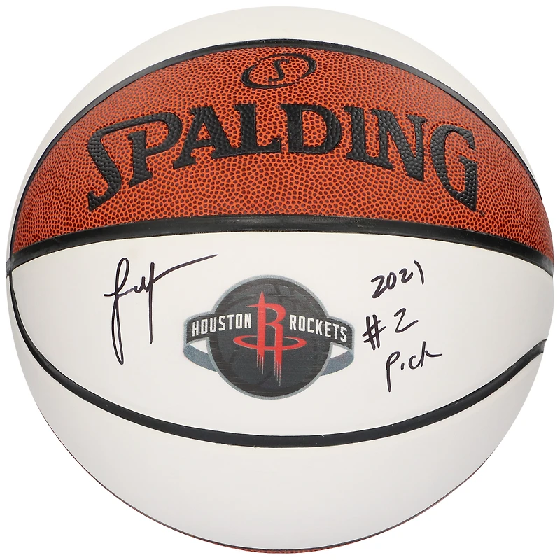 Jalen Green Houston Rockets Autographed White Panel Basketball with "2021 #2 Pick" Inscription