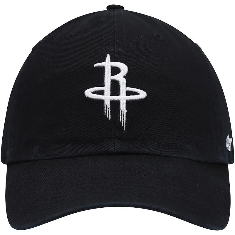 Men's '47  Black Houston Rockets Core Logo Clean Up Adjustable Hat