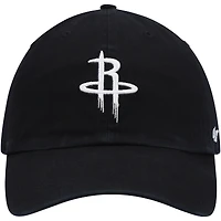 Men's '47  Black Houston Rockets Core Logo Clean Up Adjustable Hat