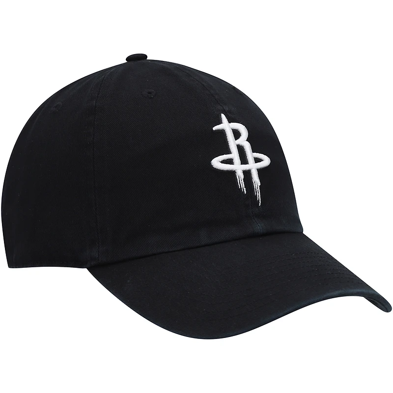 Men's '47  Black Houston Rockets Core Logo Clean Up Adjustable Hat
