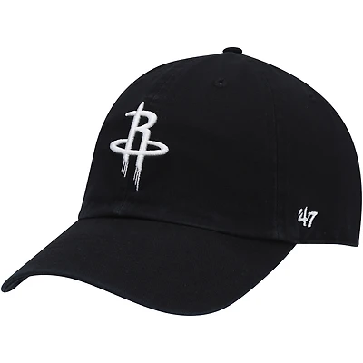 Men's '47 Black Houston Rockets Core Logo Clean Up Adjustable Hat