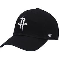 Men's '47  Black Houston Rockets Core Logo Clean Up Adjustable Hat