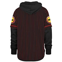 Men's '47  Black Houston Rockets Throwback Pinstripe Double Header Hoodie